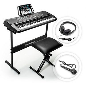 Hamzer 61 Key Portable Electronic Keyboard Piano with Stand, Stool, Headphones & Microphone