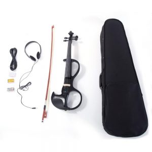 Ktaxon 4/4 Black 8 Pattern Electroacoustic Violin – with Case Bow Rosin Earphone and Bridge