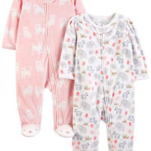Simple Joys by Carter’s Baby Girls’ 2-Pack Fleece Footed Sleep and Play