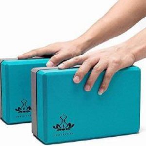 Heathyoga Yoga Block (2 Pack) and Yoga Strap Set, High Density EVA Foam Block to Support and Improve Poses and Flexibility