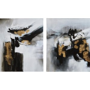 Signature Design by Ashley Jerrin Abstract Black/Gold Finish Wall Art – Set of 2
