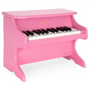 Best Choice Products Kids 25-Key Wooden Learn-To-Play Mini Piano w/ Note Stickers, Music Book – Pink