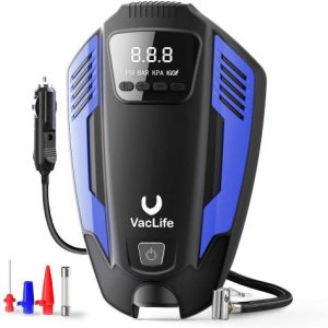 VacLife Air Compressor Tire Inflator, DC 12V Air Pump for Car Tires, Bicycles and Other Inflatables, Auto Portable Air Compressor for Car Tires with LED Light & 11.5 Feet Long Power Cord,Blue