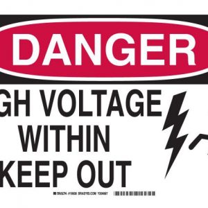 Brady 19932 Aluminum, 7″ X 10″ Danger Sign Legend, “High Voltage Within Keep Out (W/Picto)”