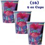 Trolls Theme Birthday Party Supplies – Serves 16 – Tablecover, Plates, Cups, Napkins, Candles