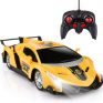 Growsland Remote Control Car, RC Cars Xmas Gifts for kids 1/18 Electric Sport Racing Hobby Toy Car Yellow Model Vehicle for Boys Girls Adults with Lights and Controller