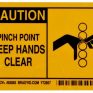 Brady 83883 3-1/2″ Height, 5″ Width, B-302 High Performance Polyester, Black On Yellow Color Alert Sign, Legend “Caution, Pinch Point Keep Hands Clear With Picto”