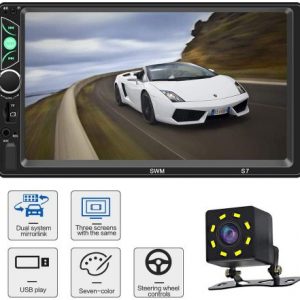 Car Stereo with Bluetooth 7 Inch Capacitive Touch Screen Double Din Car Stereo with Backup Camera and Steering Wheel Control Support Daul System Mirrorlink