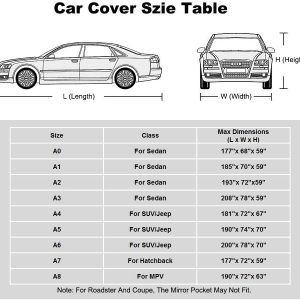 Kayme 6 Layers Car Cover Waterproof All Weather for Automobiles, Outdoor Full Cover Rain Sun UV Protection with Zipper Cotton, Universal Fit for Sedan (194″-208″)