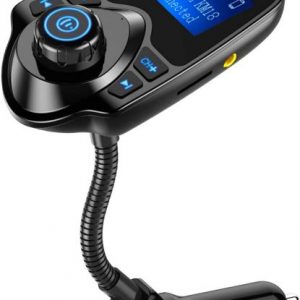Nulaxy Bluetooth Car FM Transmitter Audio Adapter Receiver Wireless Hands Free Car Kit W 1.44 Inch Display – KM18 Black