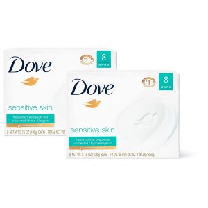 Dove Beauty Bar Gently Cleanses and Nourishes Sensitive Skin Effectively Washes Away Bacteria While Nourishing Your Skin, 3.75 oz, 16 Bars
