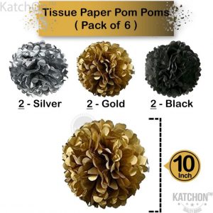 Graduations Party Supplies 2020 – Gold 2020 Balloons Pack of 49 | Gold Black Silver Hanging Party Swirls, Paper Pom Poms and Balloon | New Years Party Decorations | New Years Eve Party Supplies