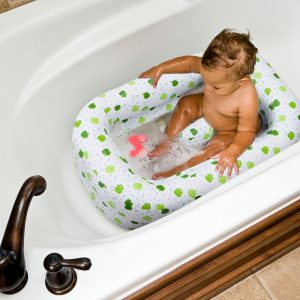 Mommy’s Helper Inflatable Bath Tub Froggie Collection, White/Green, 6-24 Months
