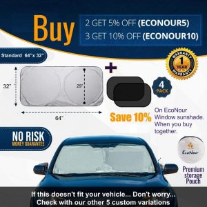 Car Windshield Sun Shade – Blocks UV Rays Sun Visor Protector, Sunshade To Keep Your Vehicle Cool And Damage Free, Easy To Use, Fits Windshields of Various Sizes