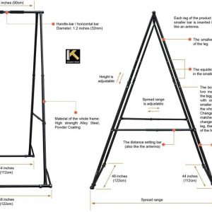 KT Air Yoga Equipment Set Includes: Blue Aerial Yoga Hammock and The Height-Adjustable Foldable Sturdy Durable KT Yoga Swing Stand Frame