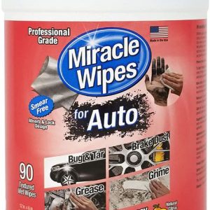 MiracleWipes for Automotive – All Purpose Cleaner, Hands, Interior, Exterior, Detailing – Removes Grease, Lubricants, Sticky Adhesives, Grime, Dirt & More – Car Cleaning Supplies – (90 Count)