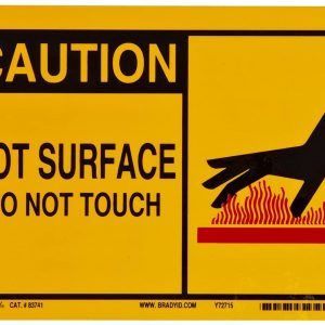 Brady 83741 7″ Height, 10″ Width, B-302 High Performance Polyester, Black And Red On White Color Alert Sign, Legend “Danger, Hot Surface Do Not Touch With Picto”