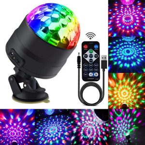 Disco Ball Party Lights Portable Rotating Lights Sound Activated LED Strobe Light 7 Color with Remote and USB plug in for Car Home Room Parties Kids Birthday Dance Wedding Show Club Pub Xmas