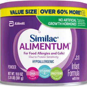 Similac Alimentum, 4 Count, Hypoallergenic Infant Formula, for Food Allergies and Colic, Starts Reducing Excessive Crying Within 24 Hours, Easy to Digest, Lactose-Free Formula Powder, 19.8-Oz Can
