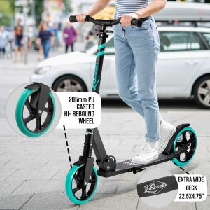 Lascoota Scooters for Kids 8 Years and up – Quick-Release Folding System – Dual Suspension System + Scooter Shoulder Strap 7.9″ Big Wheels Great Scooters for Adults and Teens