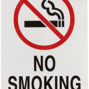 Brady 87795 3-1/2″ Height, 5″ Width, B-302 High Performance Polyester Black And Red On White Color No Smoking Sign, Legend “No Smoking (With Picto)”