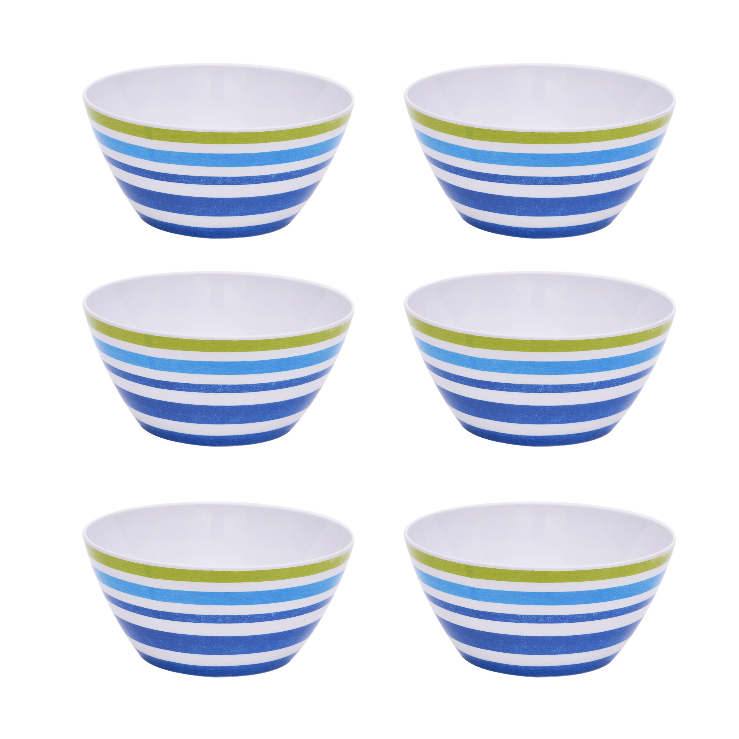 Mainstays Kids Melamine Blue Striped Bowls, Set of 6