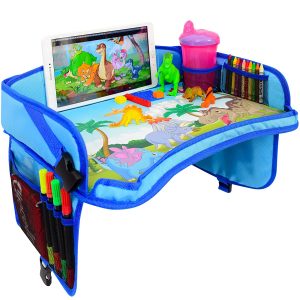 CarSeat Tray -Toddler Travel Tray Guaranteed to Keep Kids Occupied & Entertain for Hours, Prevent Frustration While Driving, Sturdiest & Most Comfortable Travel Tray for Car Seat (Blue)