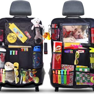 ROVICLU Car Back Seat Organizers Kick Mats Protectors for Kids with 11 inch Tablet Holder. (2 Pack)