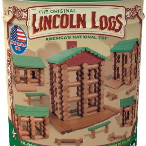 LINCOLN LOGS-Collector’s Edition Village-327 Pieces-Real Wood Logs-Ages 3+ – Best Retro Building Gift Set for Boys/Girls-Creative Construction Engineering–Top Blocks Game Kit – Preschool Education Toy