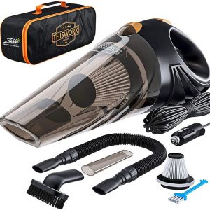 Portable Car Vacuum Cleaner: High Power Corded Handheld Vacuum w/ 16 foot cable – 12V – Best Car & Auto Accessories Kit for Detailing and Cleaning Car Interior