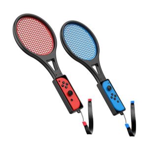 Tennis Racket for Nintendo Switch (2 Pack) by TalkWorks | Joy Con Controller Grip Sports Game Accessories for Mario Tennis Aces