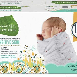 Seventh Generation Baby Diapers for Sensitive Skin, Animal Prints, Size 0 Newborn, 144 count (Packaging May Vary)