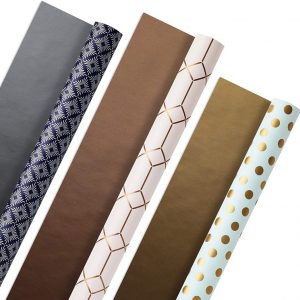 Hallmark All Occasion Reversible Wrapping Paper (Modern Metallics, Pack of 3, 120 sq. ft. ttl.) for Mothers Day, Birthdays, Bridal Showers, Baby Showers, Valentines Day and More