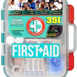 Be Smart Get Prepared – 351 Piece First Aid Kit – Exceeds OSHA ANSI/ISEA Standards for 100 People – Workplace, Home, Car, School, Emergency, Survival, Camping, Hunting, Sports