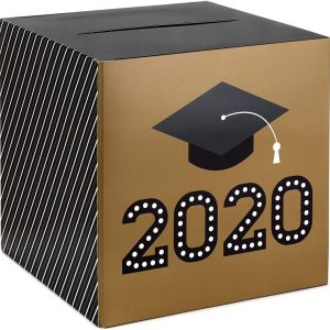 Hallmark 8″ Graduation Card Box – Class of 2020 (Gold and Black) Foldable Cardboard Box for Grad Parties and Open Houses