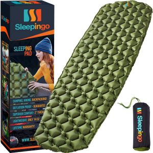 Sleepingo Camping Sleeping Pad – Mat, (Large), Ultralight 14.5 OZ, Best Sleeping Pads for Backpacking, Hiking Air Mattress – Lightweight, Inflatable & Compact, Camp Sleep Pad