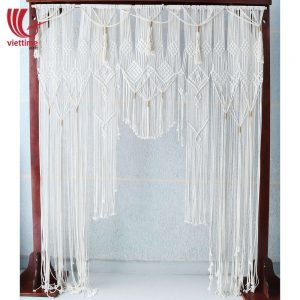 White vintage, bohemian macrame curtain, crochet macrame curtain
