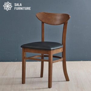Hot Deal Wooden Dinning Furniture Relax Chair Rubber Wood Natural Color With PU Cushion