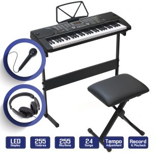 61-Key Electronic Keyboard Piano with Stand, Stool, Headphones & Microphone