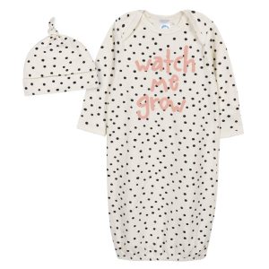 Grow by Gerber Baby Girls Organic 2-Piece Gown and Cap Set