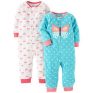 Carter’s Girls’ Toddler 2-Pack Loose Fit Fleece Footed Pajamas