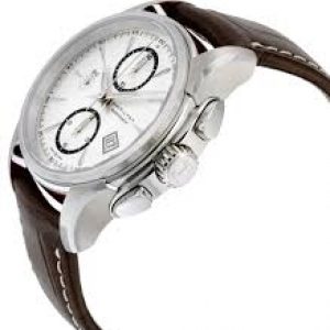 Hamilton Men’s H32616553 Jazzmaster Silver-Dial Watch with Brown Band