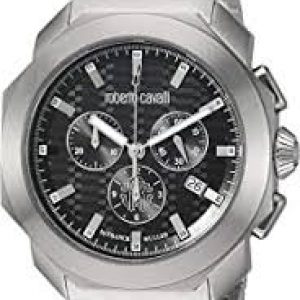 ROBERTO CAVALLI Men’s Sport Classic Chrono Swiss Quartz Watch with Stainless Steel Strap, Silver, 20 (Model: RV1G044M0066)