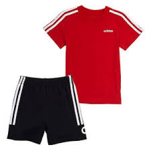 adidas Boys Sleeve Cotton Tee & Sports Shorts Clothing Set