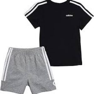 adidas Boys Sleeve Cotton Tee & Sports Shorts Clothing Set