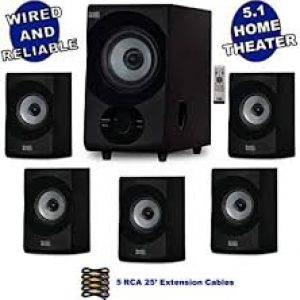 Acoustic Audio AA5172 Home Theater 5.1 Bluetooth Speaker System with USB / SD, Gray