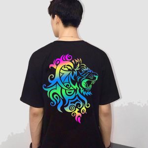 7-Color Printed Decal T-Shirts Fancy Reading
